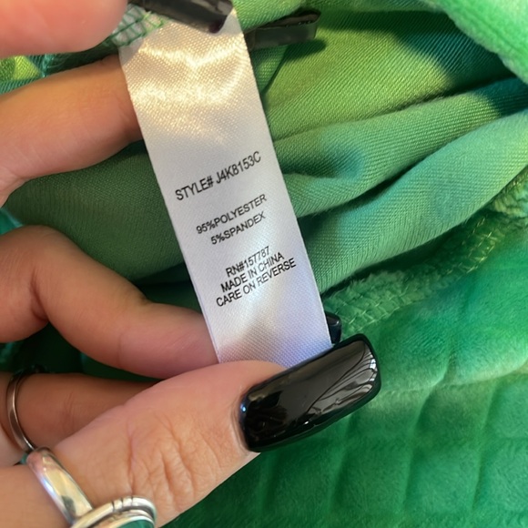 NWT Jolie & Joy Green Velour Embossed Full Zip Up Hoodie Sweater Jacket - Picture 7 of 10